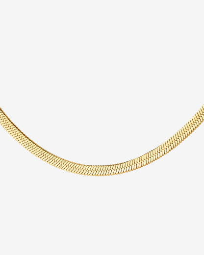 Slim Herringbone Necklace Gold