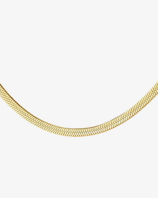 Slim Herringbone Necklace Gold
