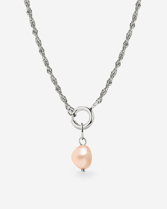 Perla Rosa Rope Chain Necklace Set Silber