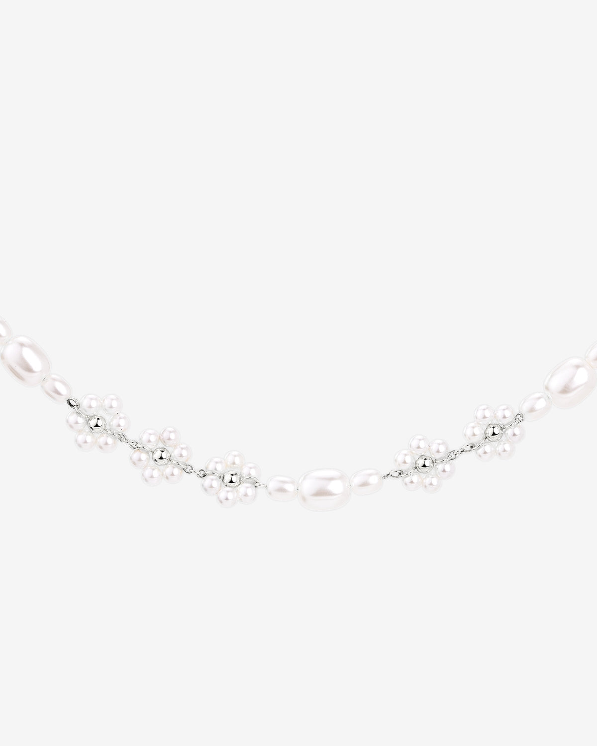 Flowery Pearls Choker Silver