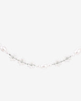 Flowery Pearls Choker Silber