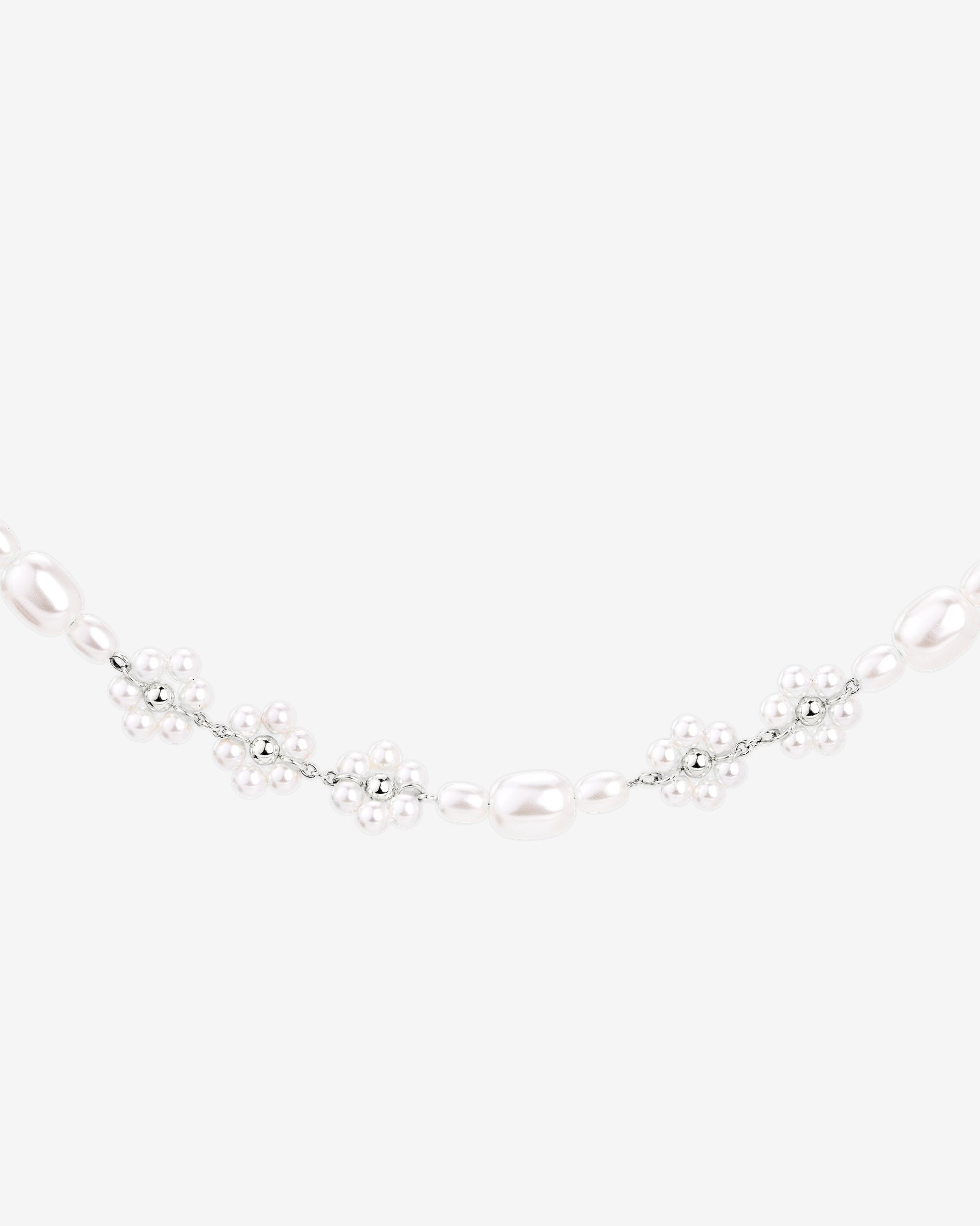 Flowery Pearls Choker Silber