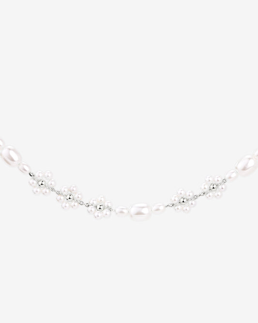 Flowery Pearls Choker Silber