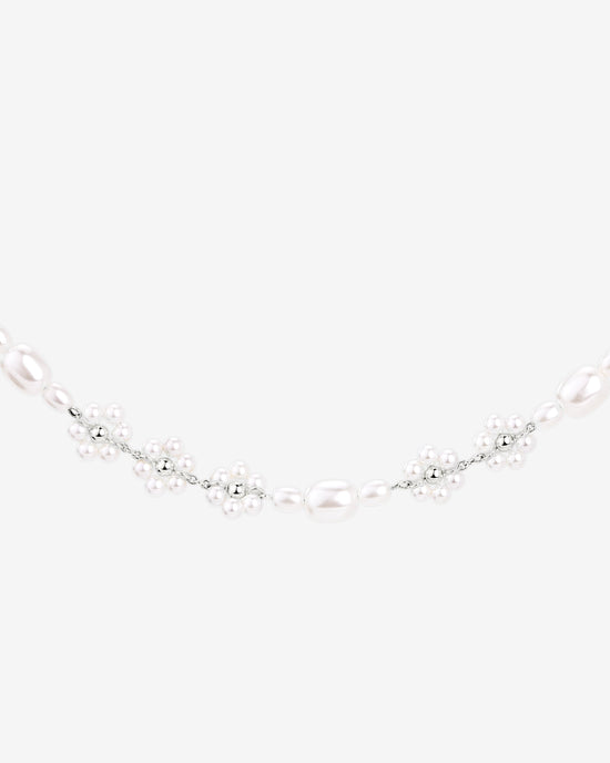 Flowery Pearls Choker Silber