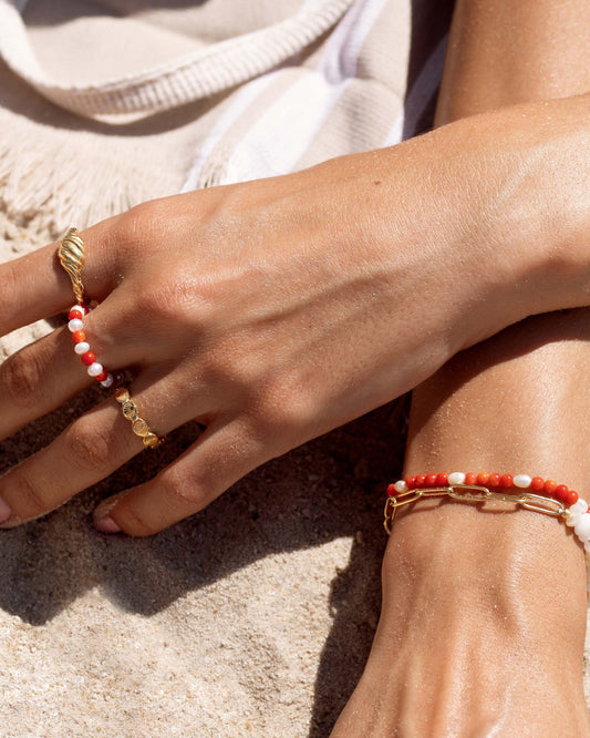 Coral Pearl Ring