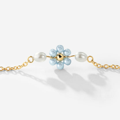 Forever Blue Daisy Necklace Gold
