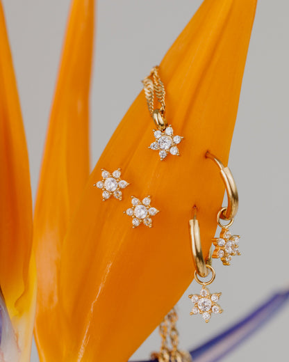 Sparkling White Petal Necklace Roségold
