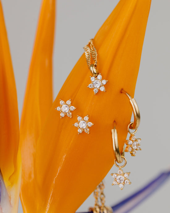 Sparkling White Petal Necklace Roségold