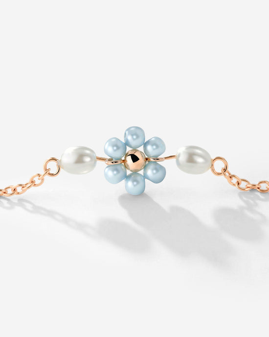 Forever Blue Daisy Necklace Roségold