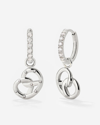 Bedazzled Pretzel Glimmer Hoop Set Small Silber
