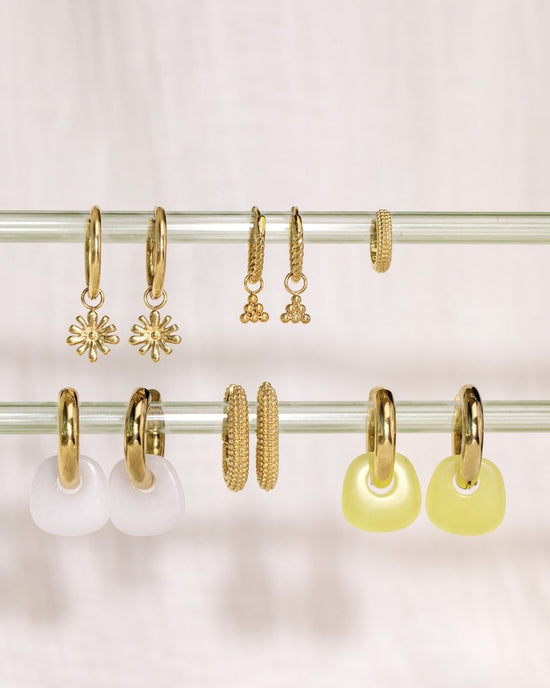 Flowery Hoop Set Medium Gold