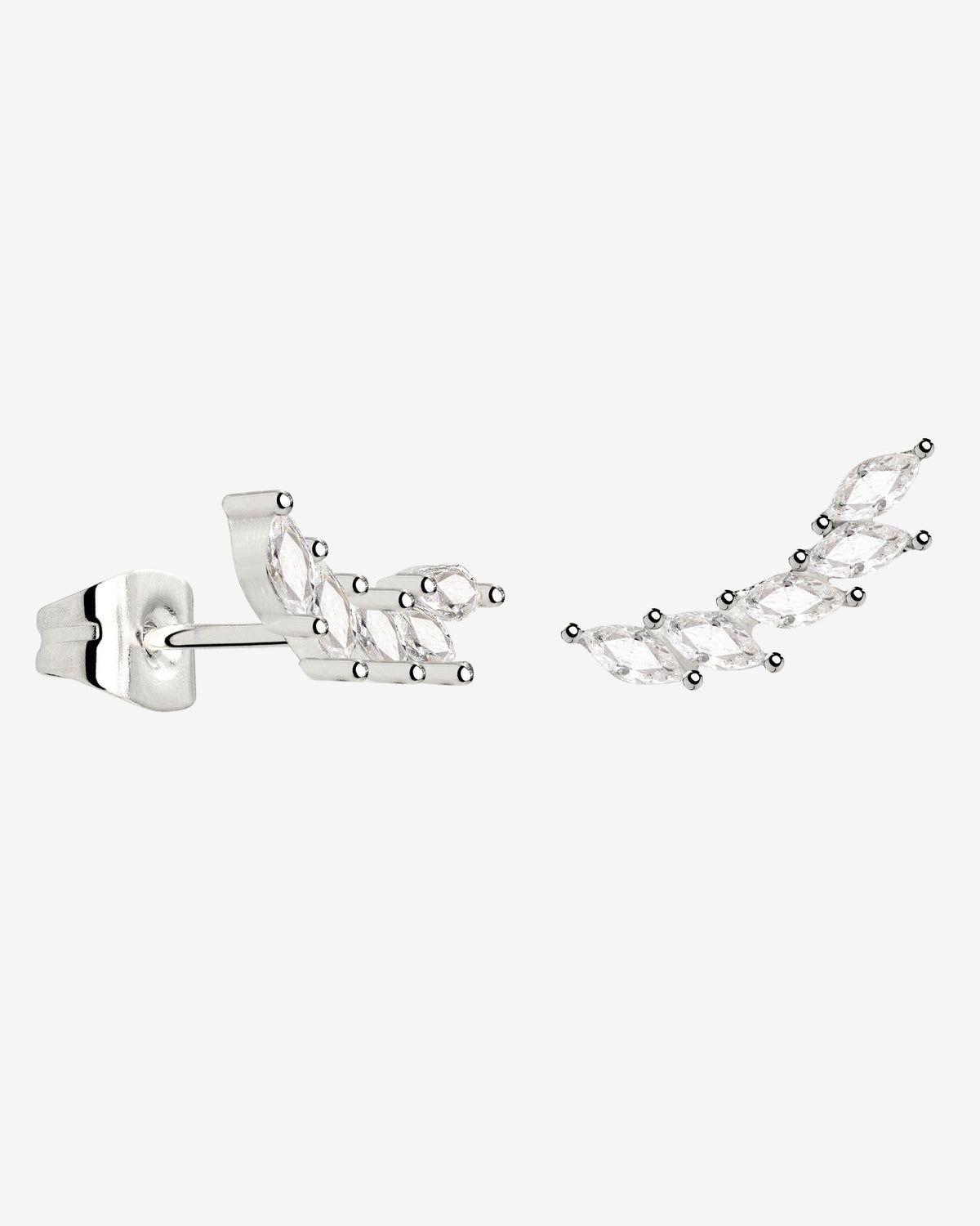 Sparkle Leaf Studs Silber