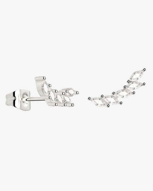 Sparkle Leaf Studs Silber