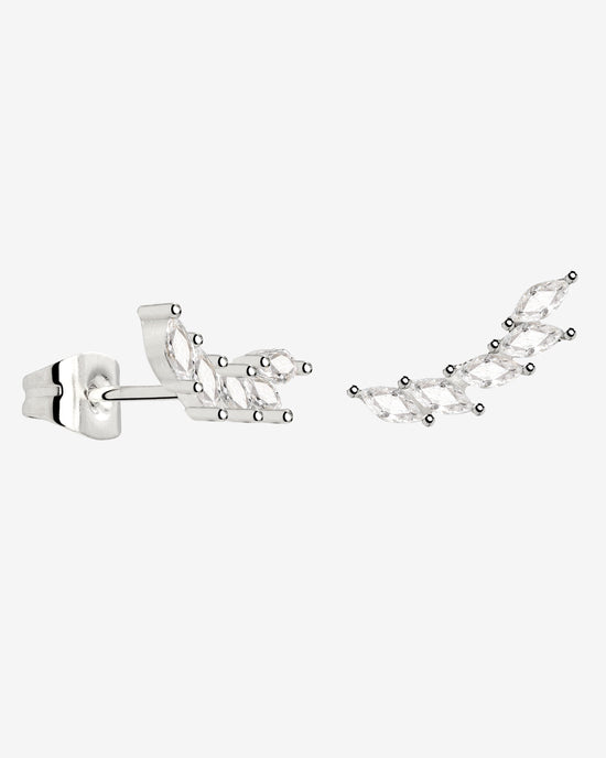 Sparkle Leaf Studs Silber