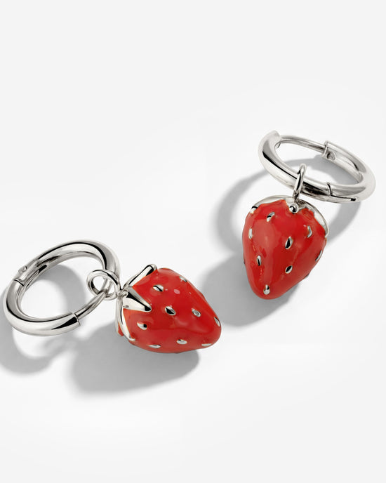Strawberry Hoop Set Small Silber