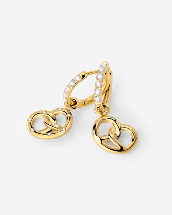 Bedazzled Pretzel Glimmer Hoop Set Small Gold