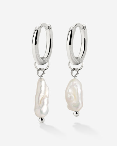 Lisas Power Pearl Hoop Set Silber