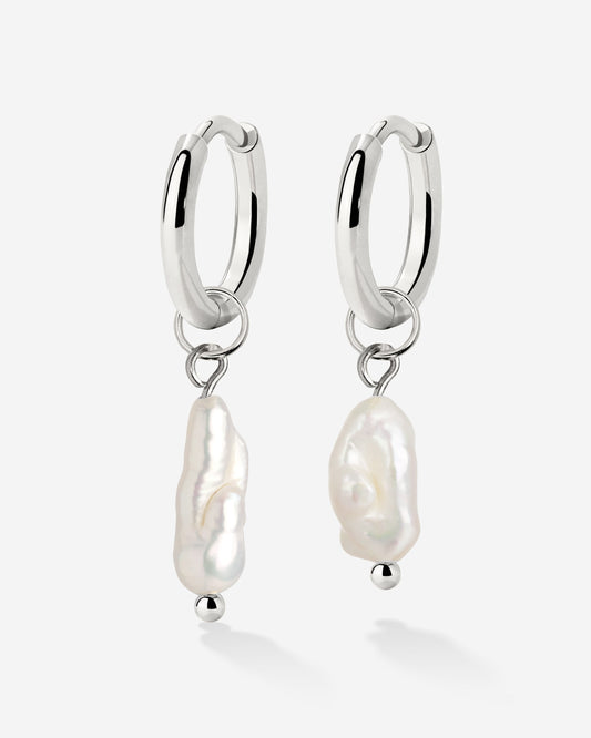 Lisas Power Pearl Hoop Set Silber