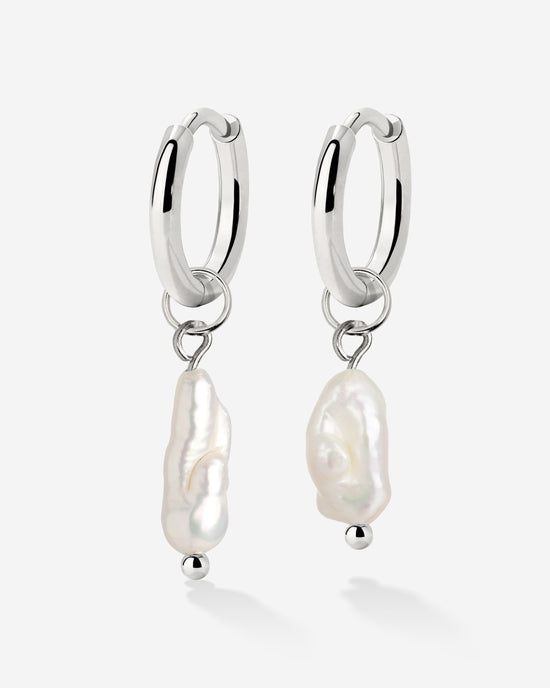Lisas Power Pearl Hoop Set Silber