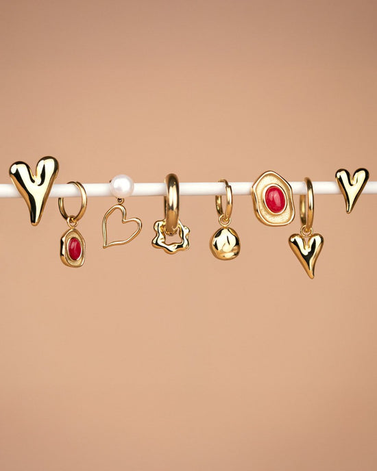 Flowy Heart Hoop Set Medium Gold