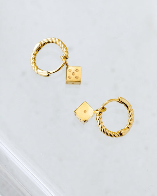 Lucky Dice Twisted Hoop Set Baby Gold