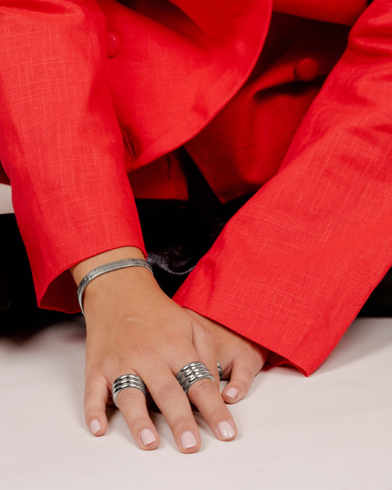 Bold Herringbone Bracelet Silber
