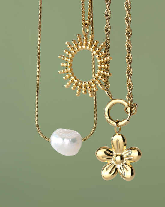 Blossom Rope Chain Necklace Set Silber