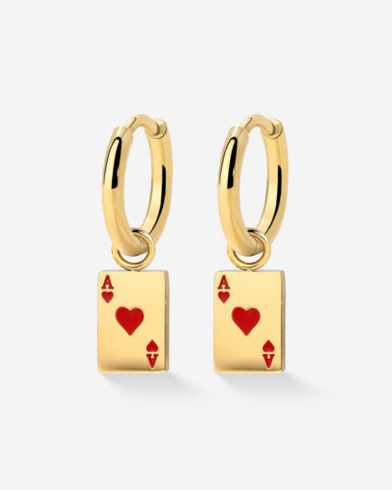 Red Ace Hoop Set Small Gold
