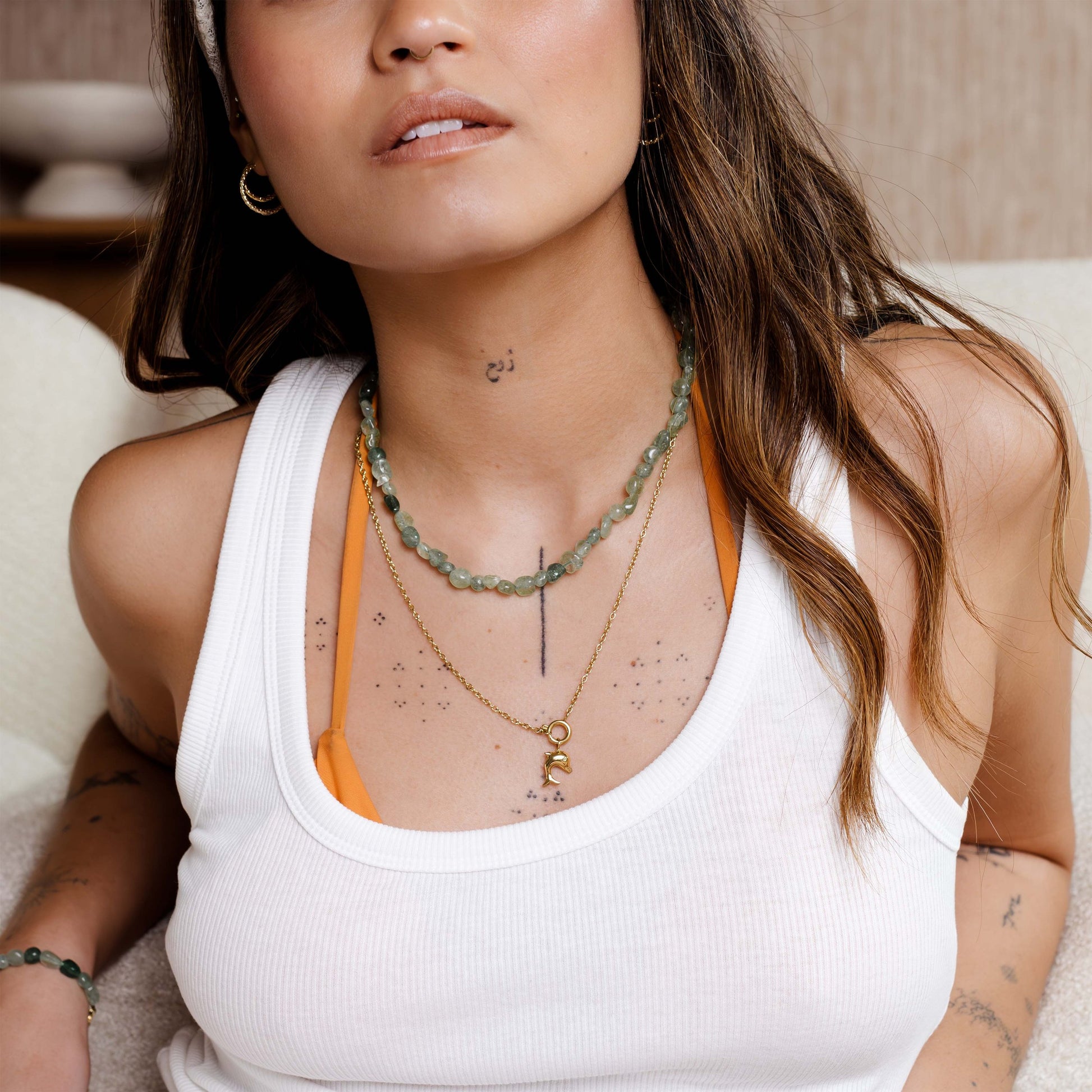 Sea Glass Necklace Gold