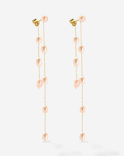 Blush Pearl Fall Earrings Gold