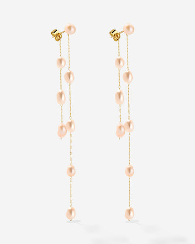 Blush Pearl Fall Earrings Gold