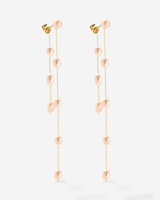 Blush Pearl Fall Earrings Gold