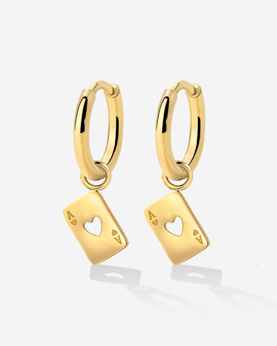 Heart Ace Hoop Set Small Gold