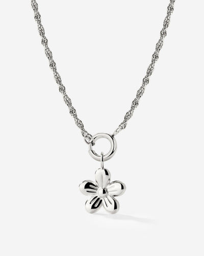 Blossom Rope Chain Necklace Set Silber
