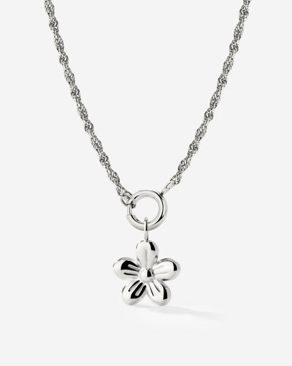 Blossom Rope Chain Necklace Set Silber