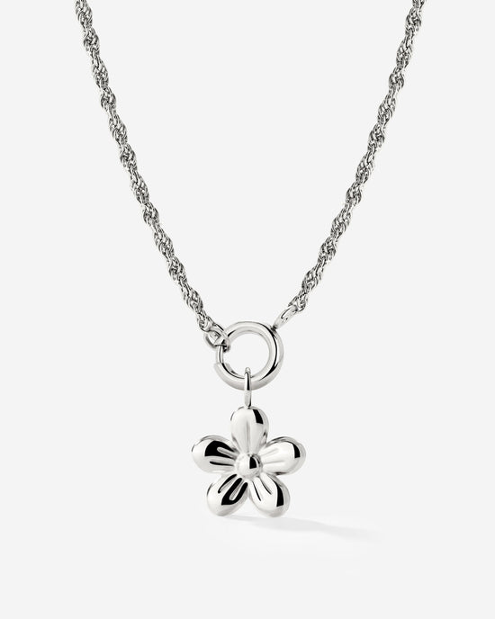 Blossom Rope Chain Necklace Set Silber