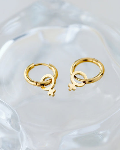 Female Icon Hoop Set Small Gold