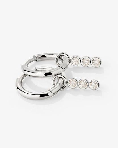 Bezel Bling Hoop Set Small Silber