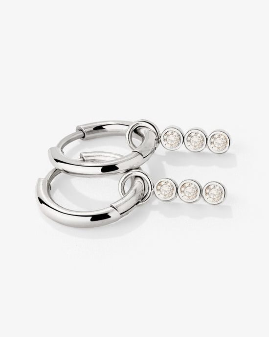 Bezel Bling Hoop Set Small Silber