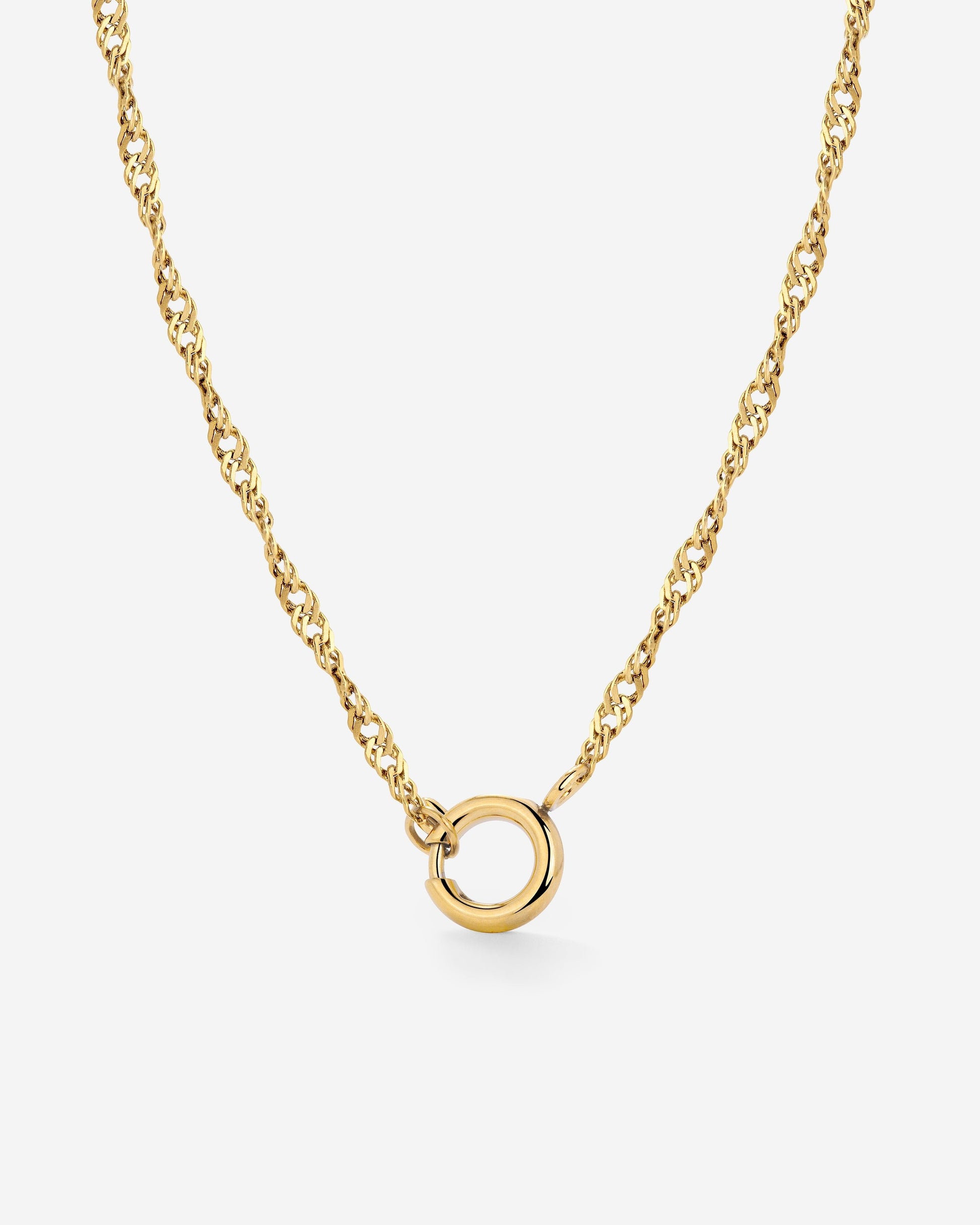 Singapore Chain Charm Necklace Gold