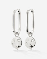 Shiny Stars Oval Hoop Set Small Silber