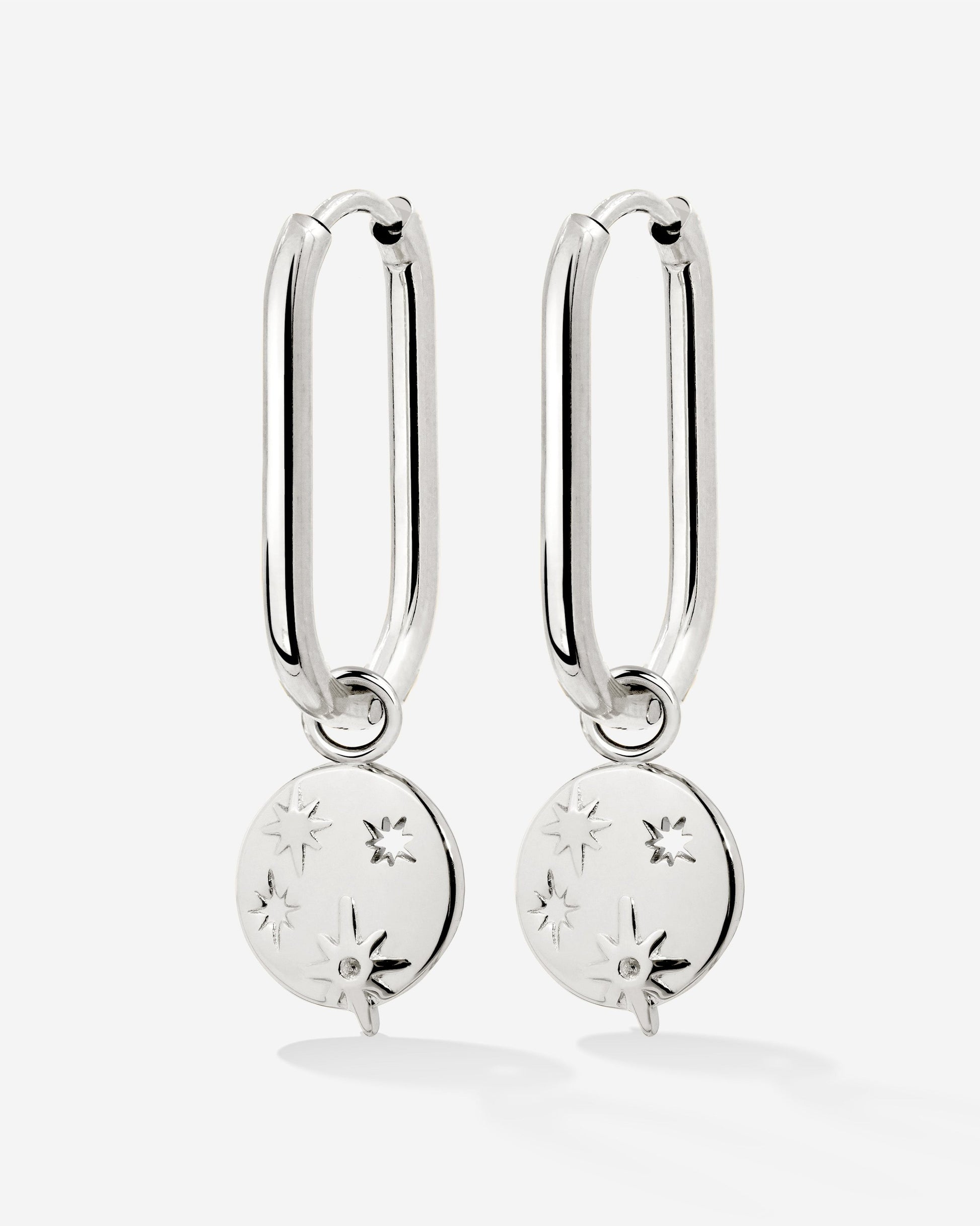 Shiny Stars Oval Hoop Set Small Silber