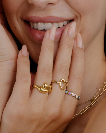 Pastel Hearts Ring Gold
