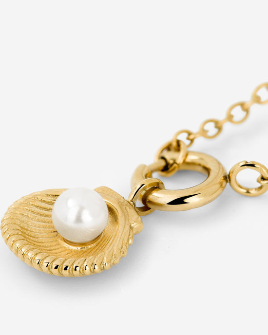 Pearly Shell Classic Chain Necklace Set Gold