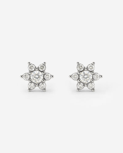 Sparkling White Petal Studs Silber