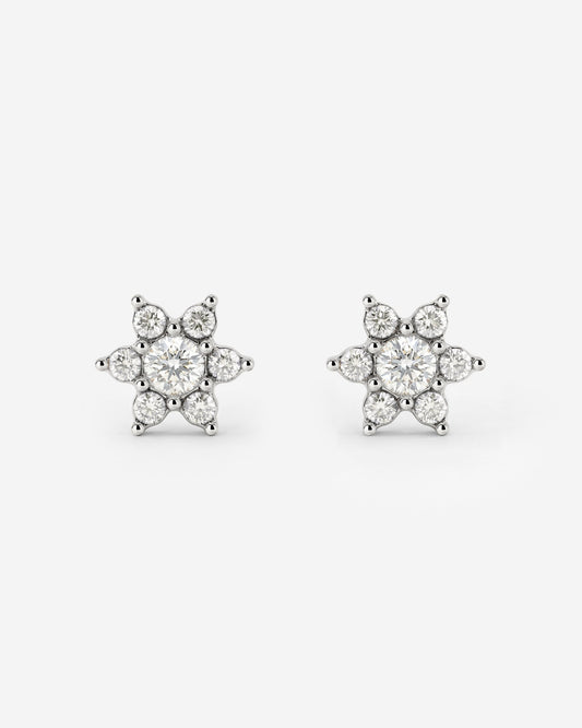 Sparkling White Petal Studs Silber