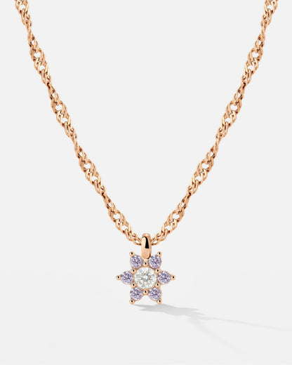Sparkling Purple Petal Necklace Roségold