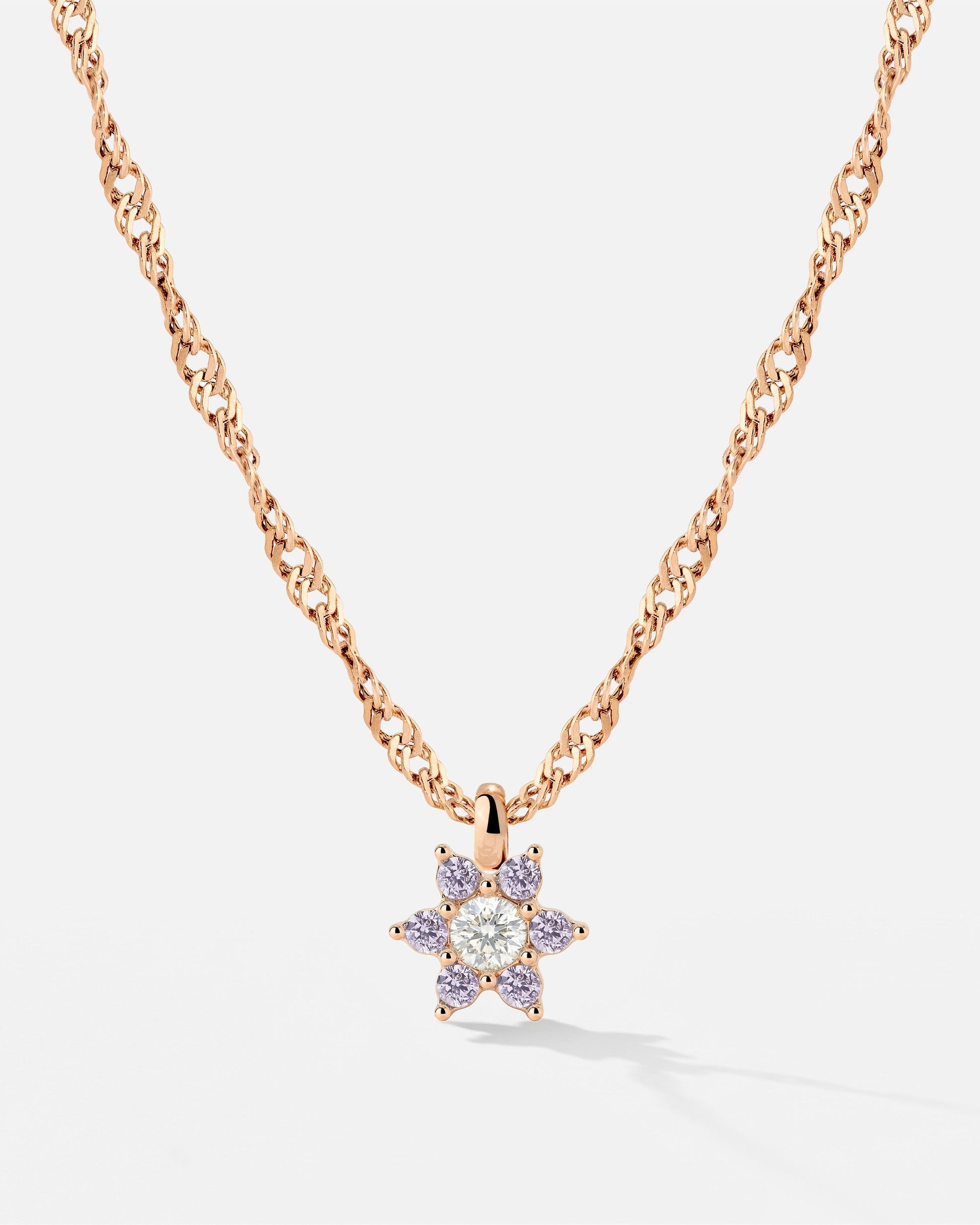 Sparkling Purple Petal Necklace Roségold