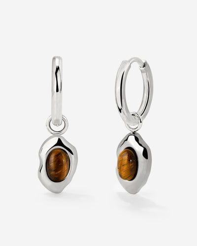 Tiger's Eye Hoop Set Small Silber