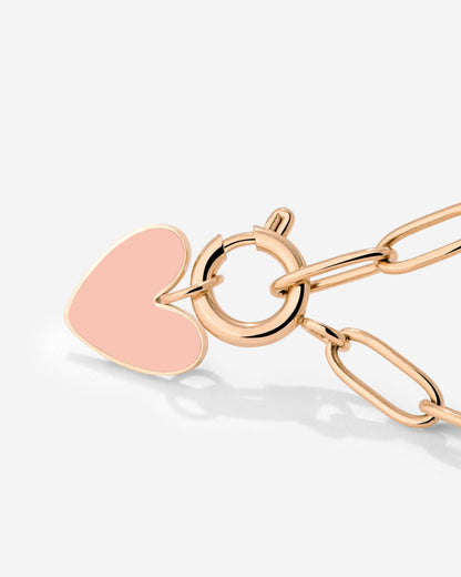 Pink Heart Oval Links Necklace Set Roségold